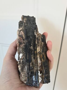 Large Raw Black Tourmaline With Mica Inclusions